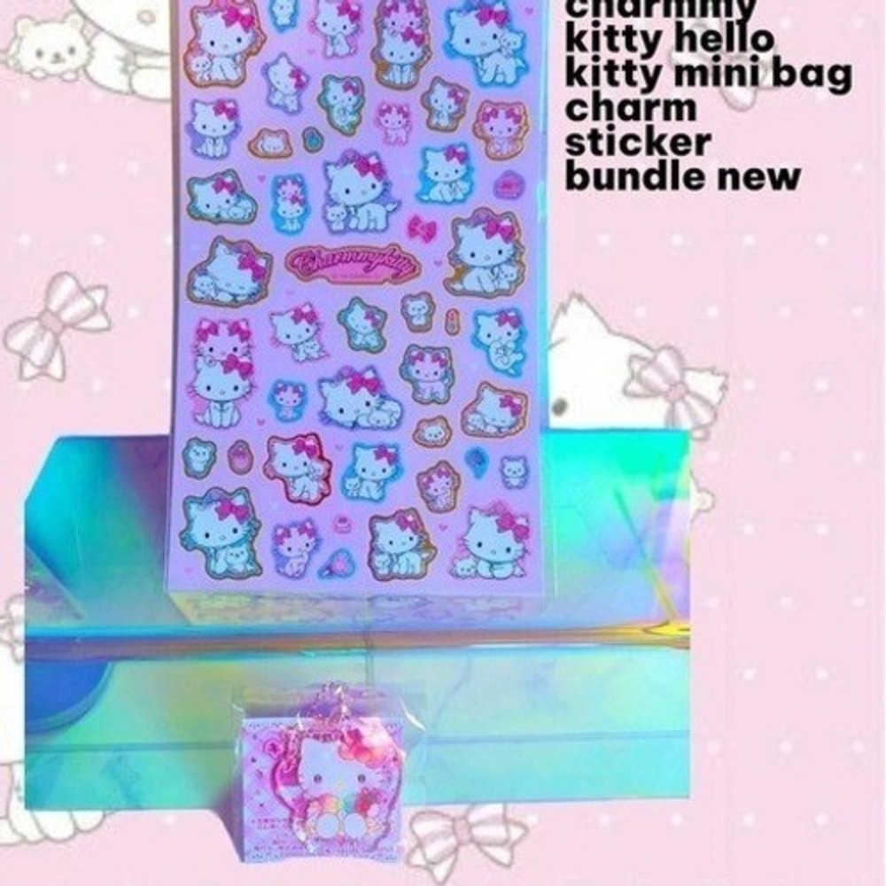 SANRIO CHARMMY KITTY HELLO KITTY STICKERS BAG CHARM BUNDLE NEW
